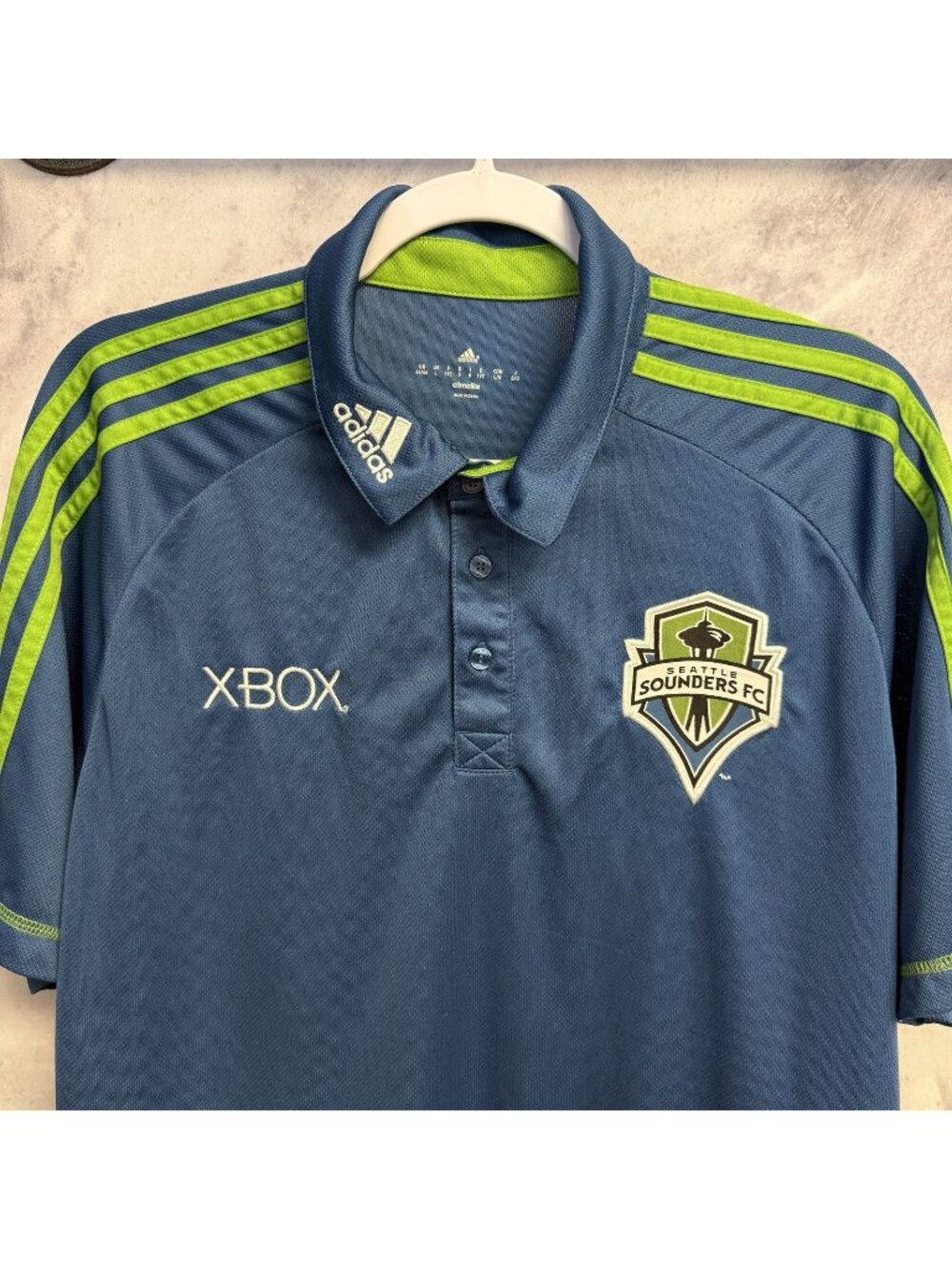 Seattle Sounders FC Adidas Jersey Mens Large 2013 MLS Soccer Blue Climalite